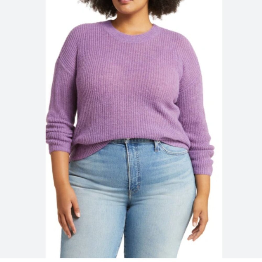 Madewell Rib Crewneck Sweater Purple 4X NWT